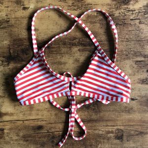 Jolyn red/white stripe bikini top
